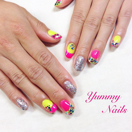 華やかバースデーネイル 湘南 辻堂 ヤミーネイル サロン スクール