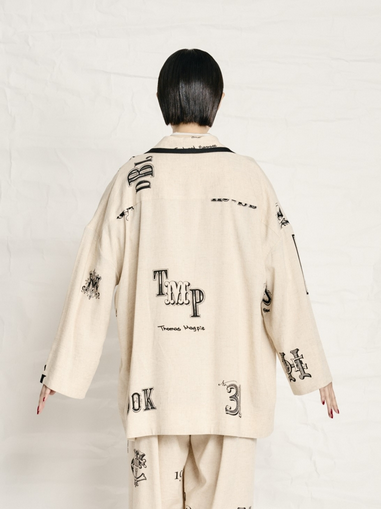 Thomas Magpie C/Linen PRINT overall 美品 Thomas Magpie C/Linen PRINT overall【2252312】 | THOMAS MAGPIE