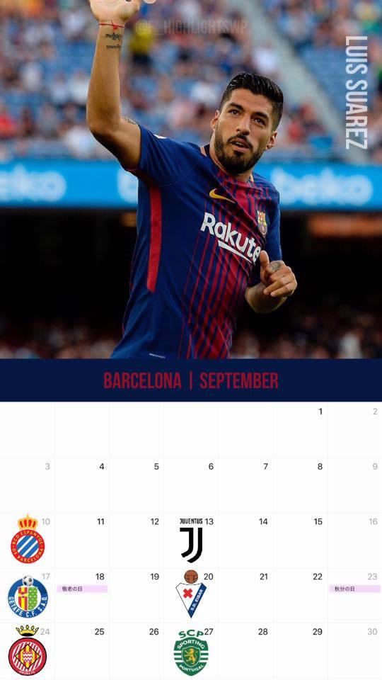 リーガエスパニョーラ バルセロナ 9月のクラブカレンダー スマホ壁紙画像17 08 30 Kazu