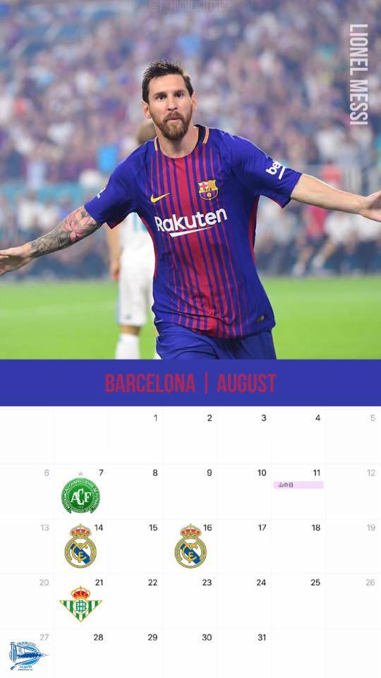 リーガエスパニョーラ バルセロナ 8月のクラブカレンダー スマホ壁紙画像17 08 18 Kazu
