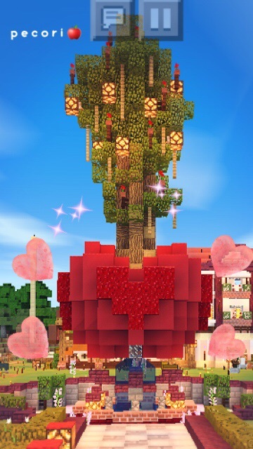 ６１頁 村の真ん中 シンボルツリーはりんごの木 Nohohon Minecraft