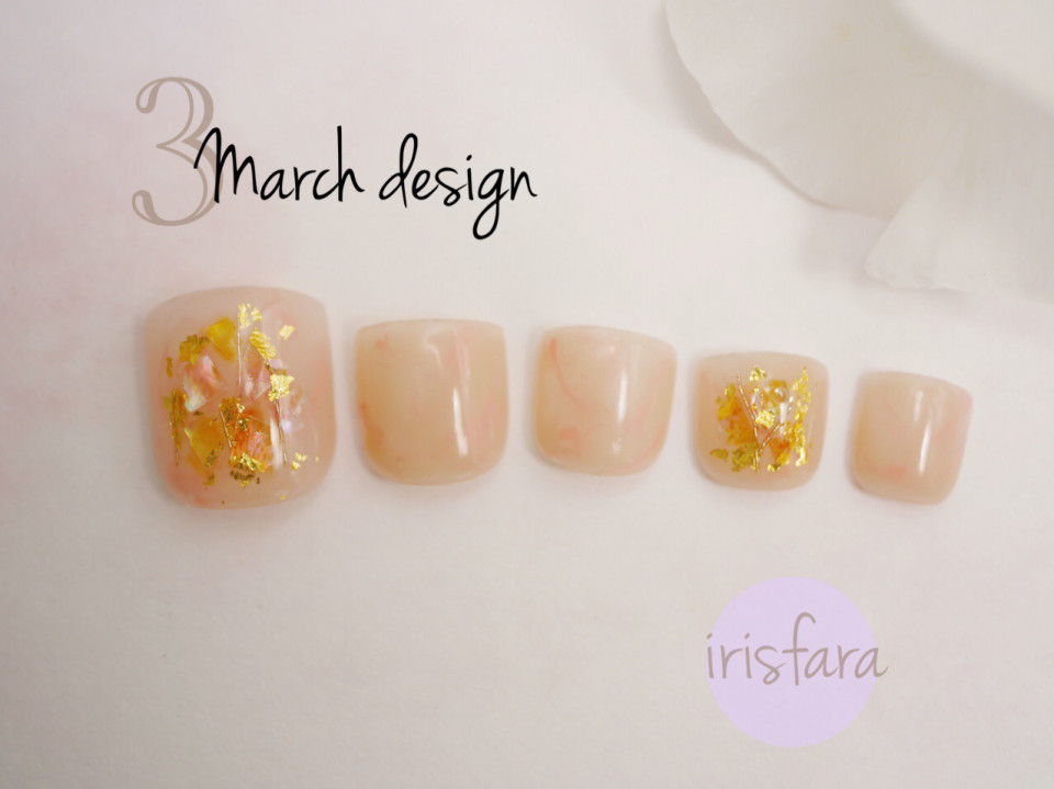 3月 March Design Foot Nail Salon Iris Fara ネイルサロンイリスファーラ 国立市 心を満たすネイル を指先に