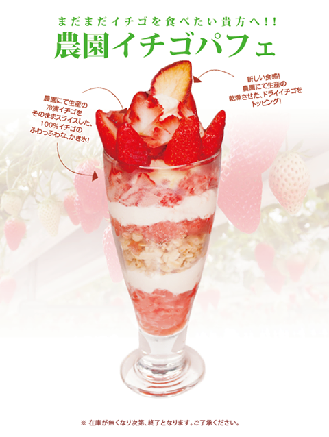 農園いちごパフェ 本日より販売開始です パフェ専門店 アオイパフェ
