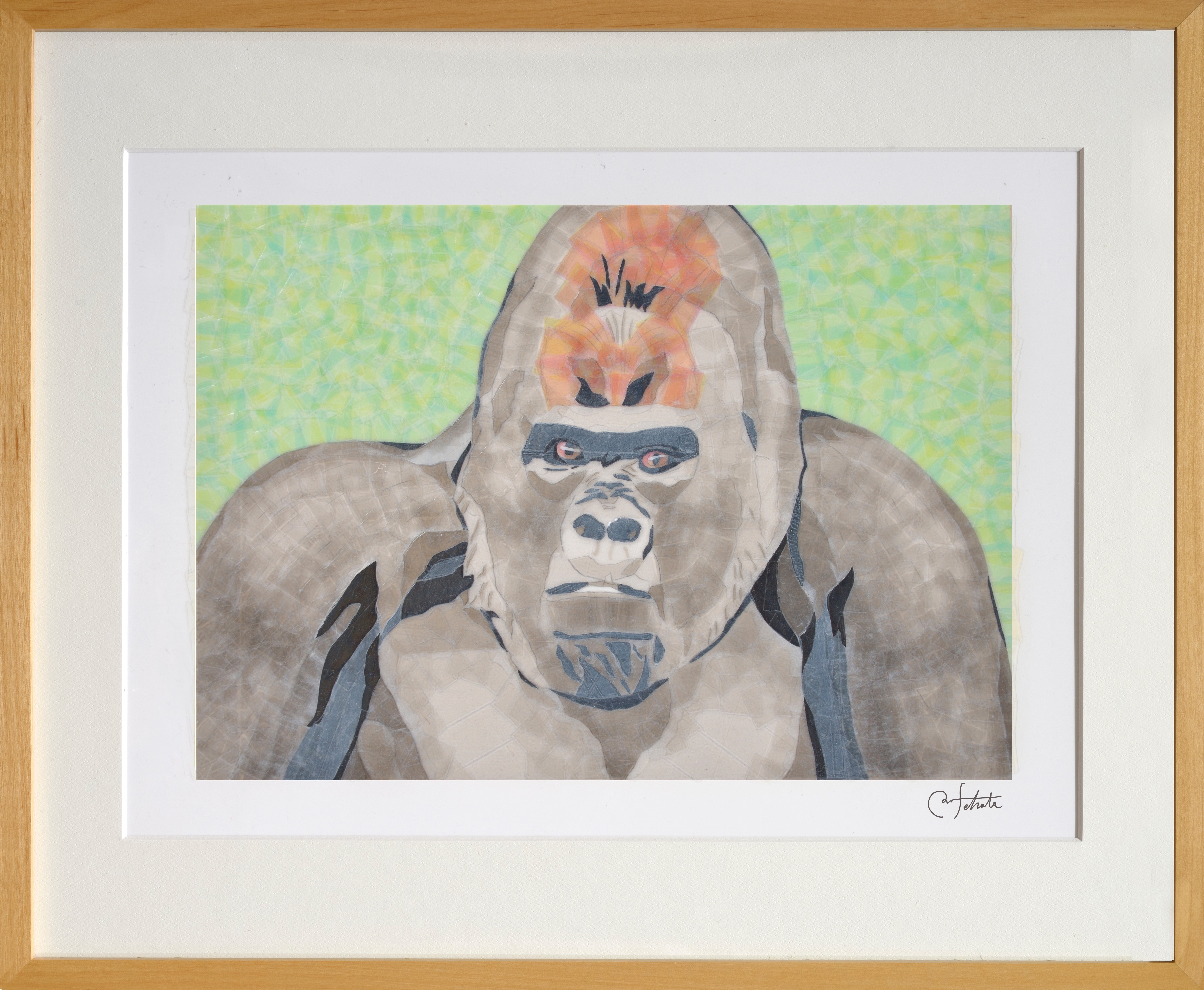 作品紹介.176：セロ版画™️「ゴリラ」 | セロテープアート®作家 瀬畑