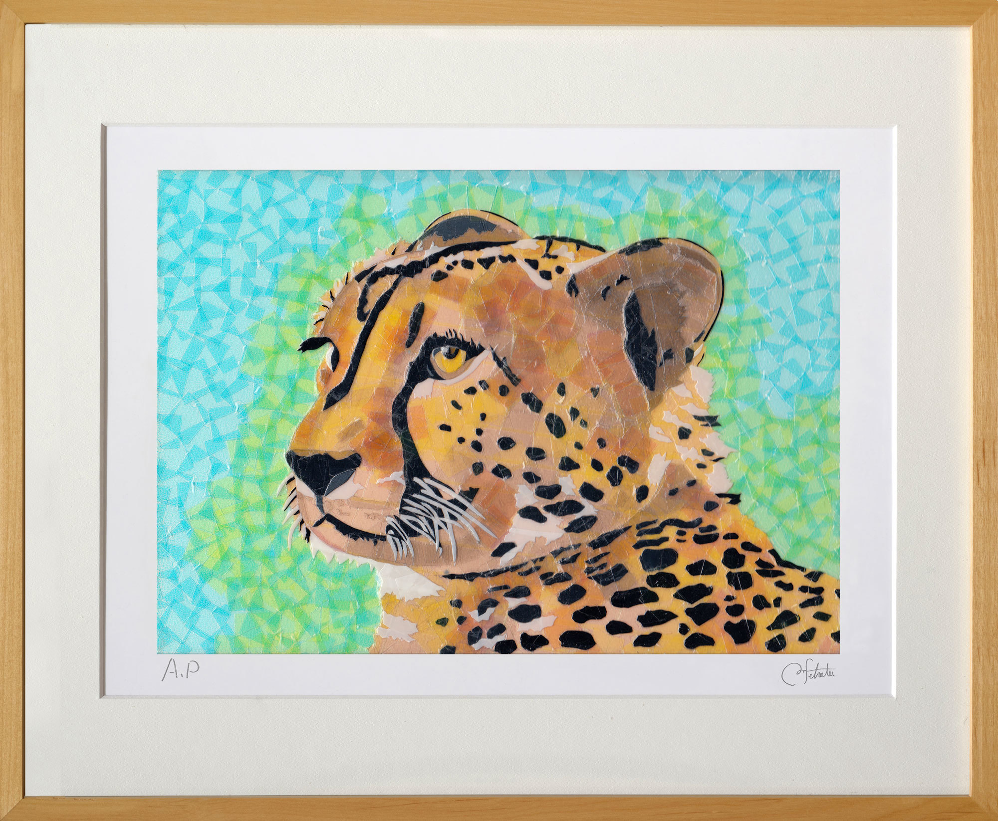 作品紹介.201：セロ版画™「チーター」 | セロテープアート®作家 瀬畑