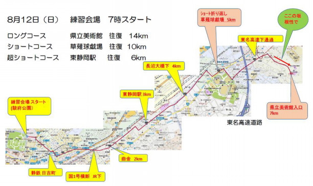 練習会と焼津花火と日本平トレランのこと 静岡走ろう会