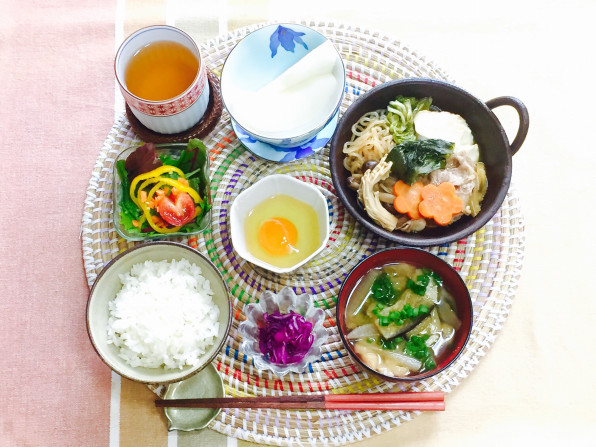 すき焼き和定食で朝ごはん うさぎ亭