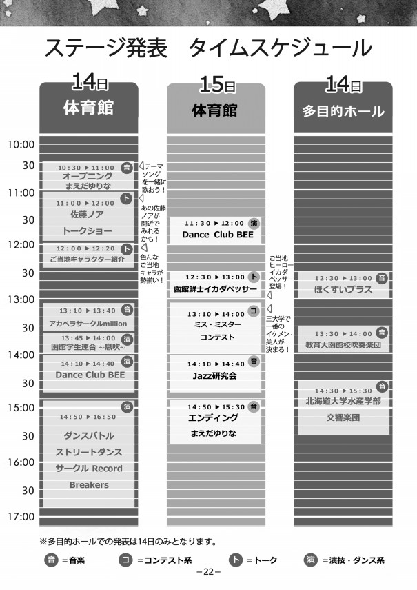 イベント ブース情報 17年度北海道教育大学函館校学校祭