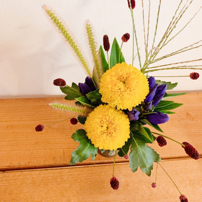 暮らしの中のお花 季節のうつろいを暮らしに 秋を愉しむお花の生け方 ピンポンギク ムクリ Mukuri