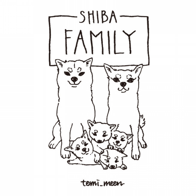 Tomi Moon 柴犬ファミリー イラスト 家族 Tomi Moon 冨月 Tomi Moon 柴犬ファミリー イラスト 家族 Tomi Moon 冨月