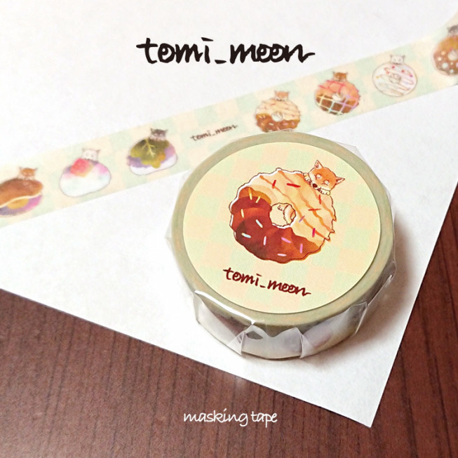 Tomi Moon 柴犬ドーナツ 和菓子のマスキングテープ 犬 シール ドーナツ 和菓子 イラスト ポップ かわいい 食べ物 Tomi Moon 冨月