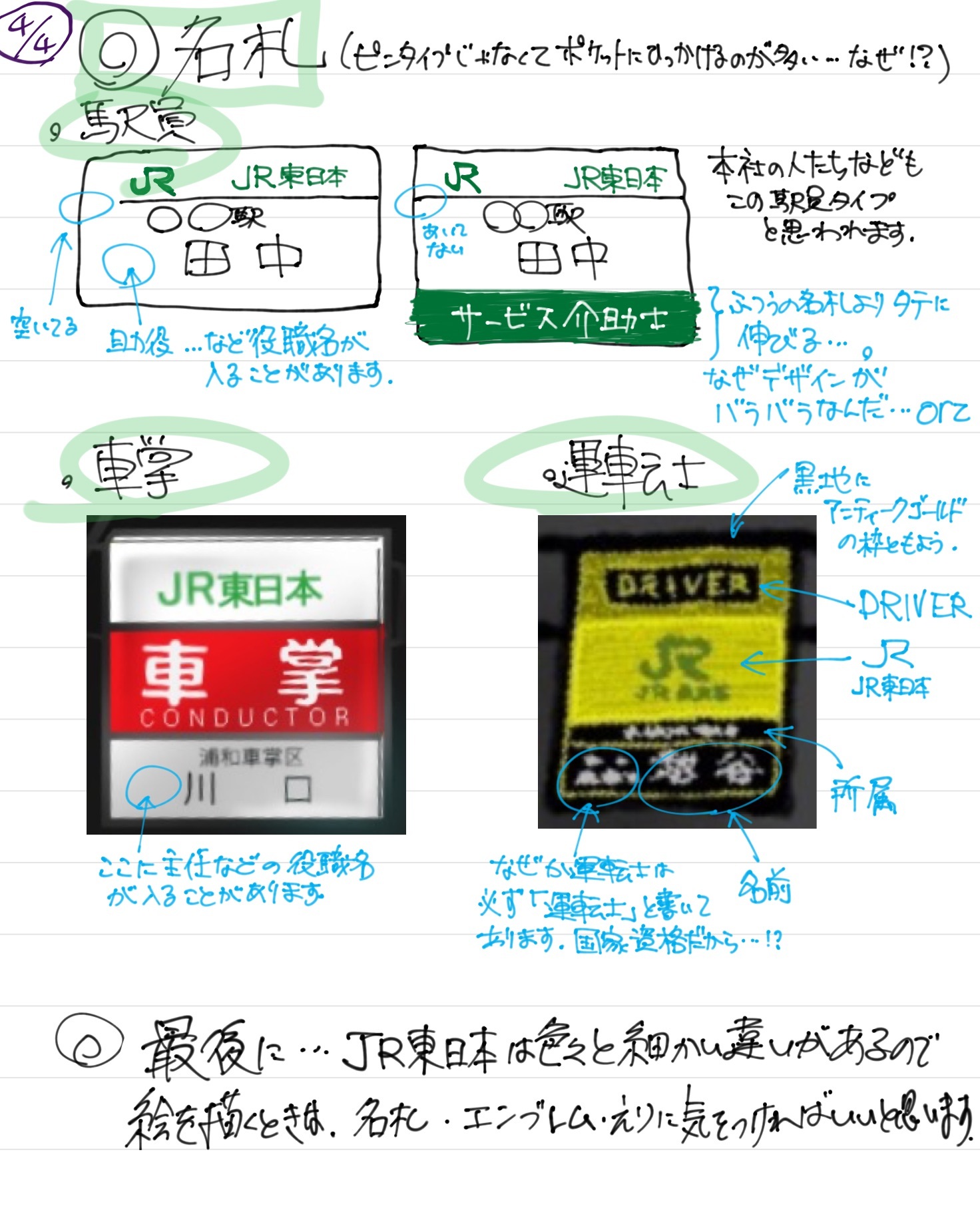 JR東日本の制服の描き方 | 鉄道員に願いを