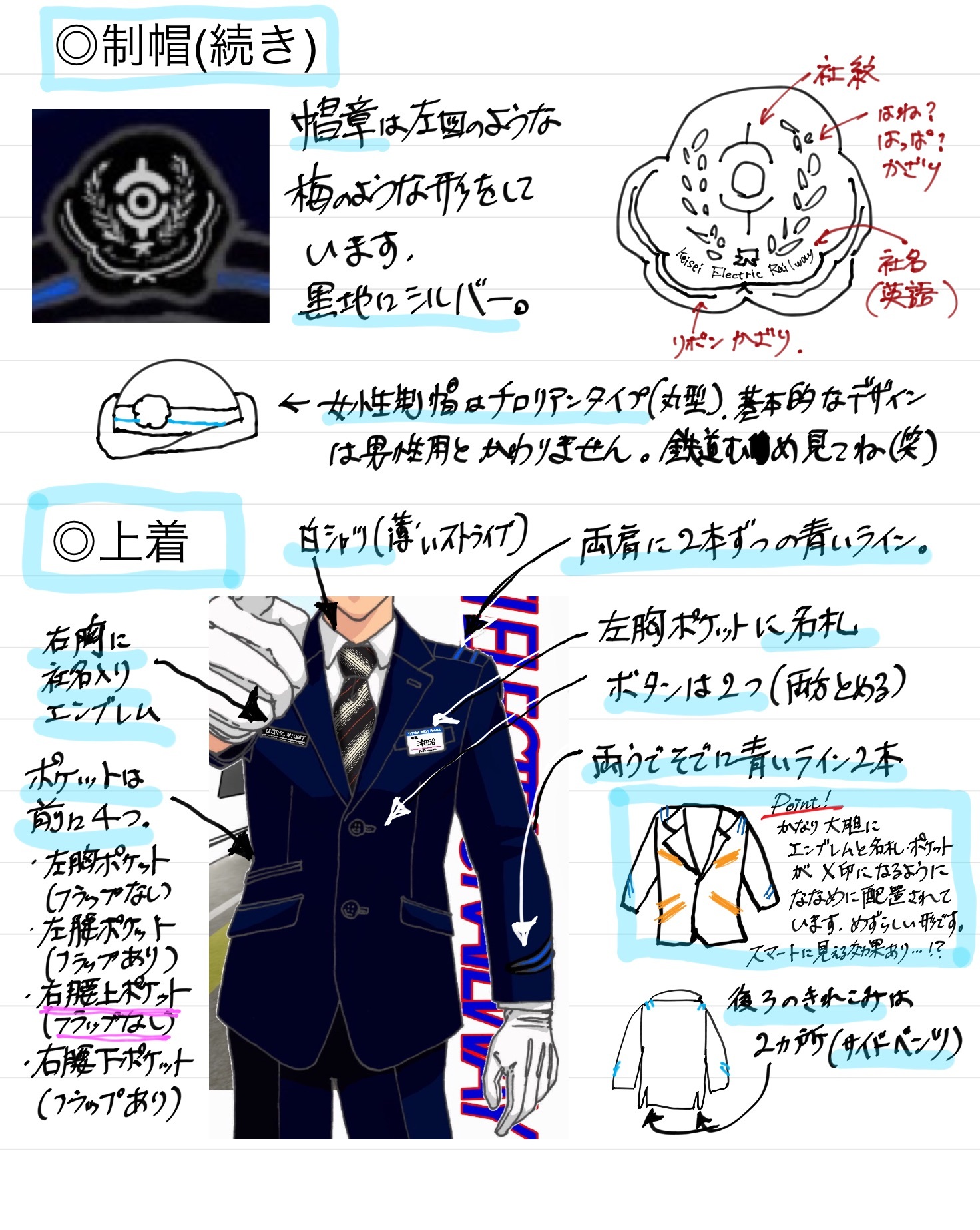 京成電鉄の制服の描き方 | 鉄道員に願いを