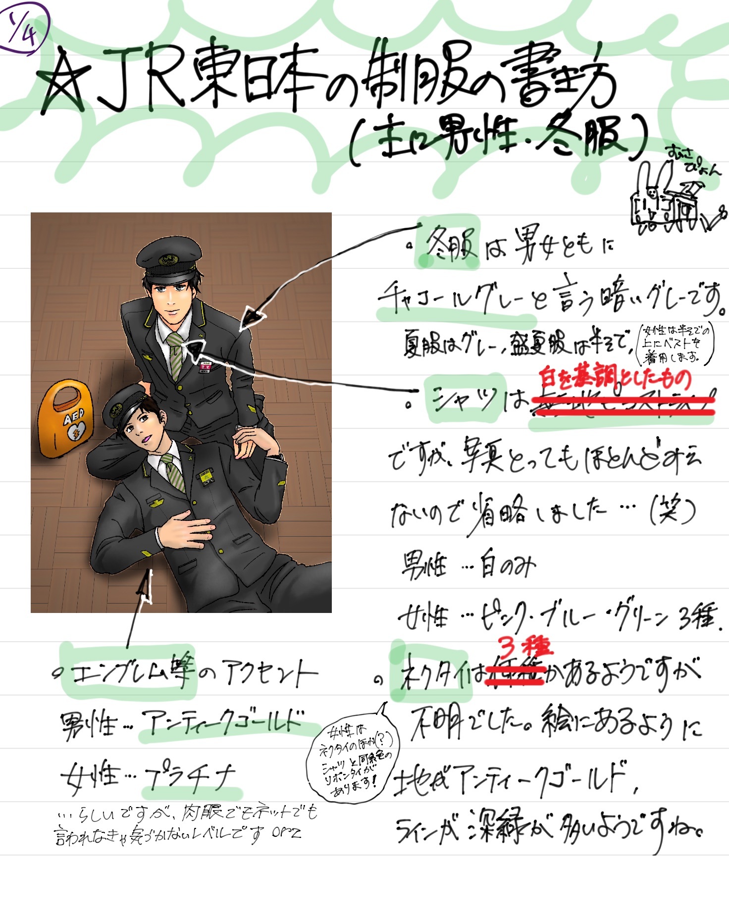 JR東日本の制服の描き方 | 鉄道員に願いを