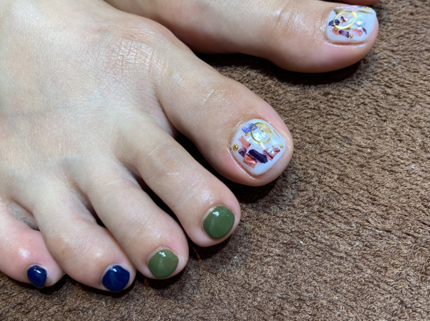 パラジェルで秋のフットシェルネイル 京橋美容室 ネイルサロン Stella Nail ネイリスト宮田