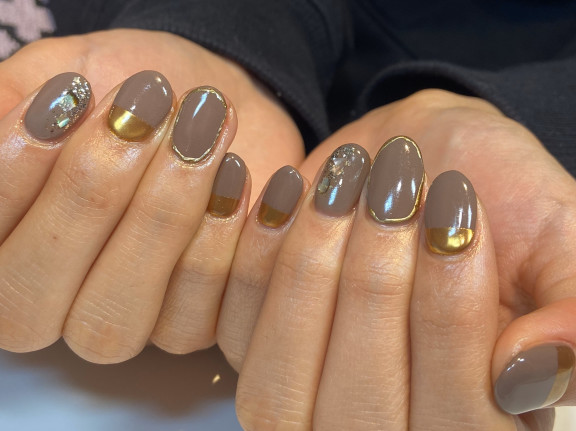 グレージュネイル 京橋美容室 ネイルサロン Stella Nail ネイリスト宮田