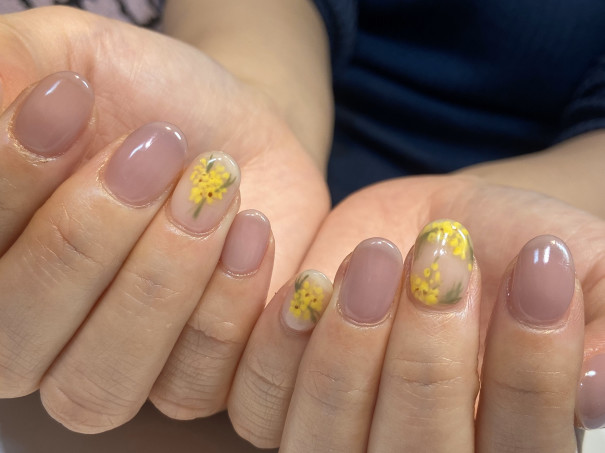 パラジェルでミモザネイル 京橋美容室 ネイルサロン Stella Nail ネイリスト宮田