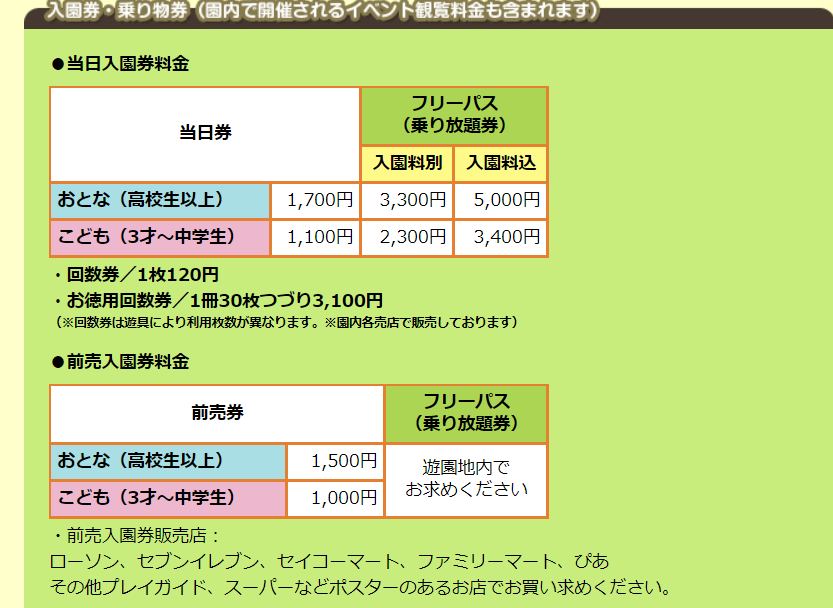 北海道グリーンランド 前売り券 セブンイレブン