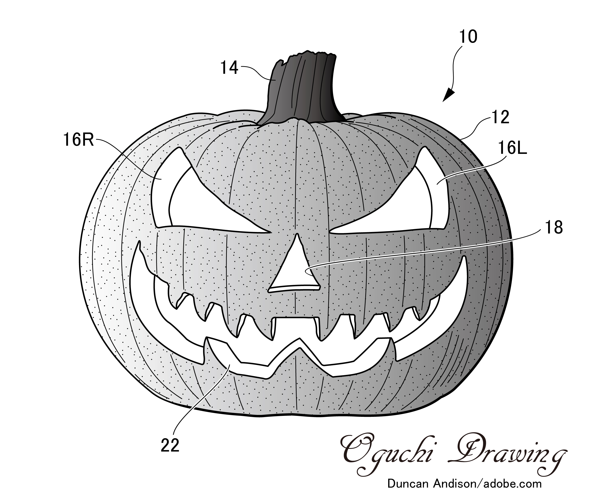 ハロウィーンの作図例と白黒二値化】 | オグチ・ドゥローイング®