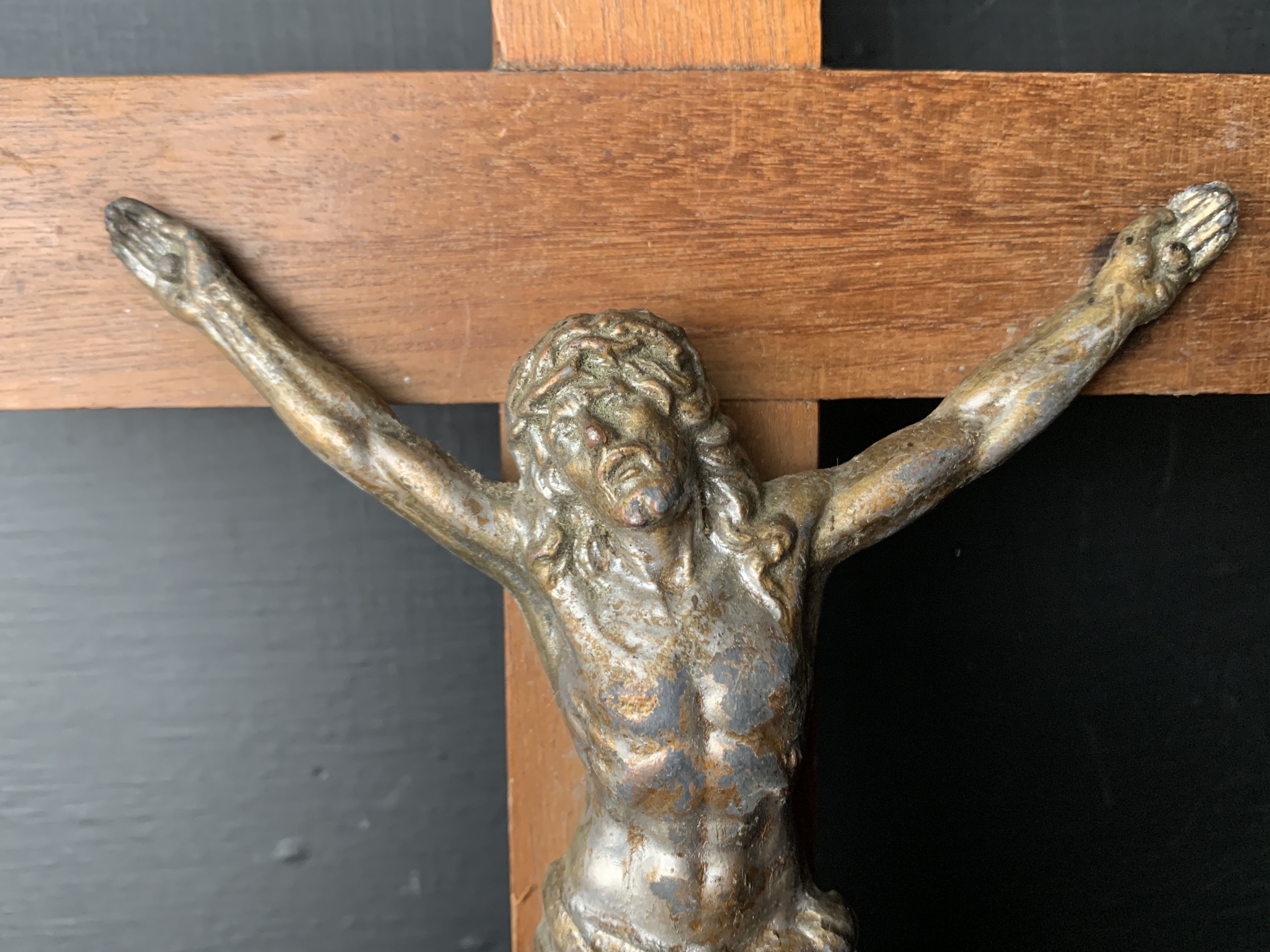 磔刑像　フランス　アンティーク　1800年代　19世紀　キリスト教　十字架　希少 フランス19世紀後期 磔刑像 キリスト アンティーク 十字架