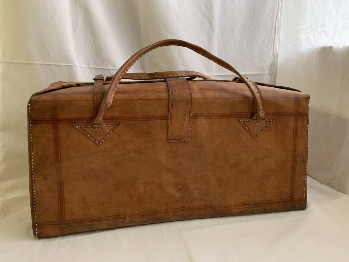 フランス 1950-70s 天然ヌメ革製 手縫いのボストンバッグ | gsrrb930