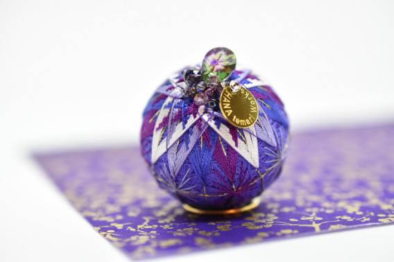 手毬 手鞠 てまり 刺繍桔梗 No137 ハンドメイド（てまり「八重づる桔梗 