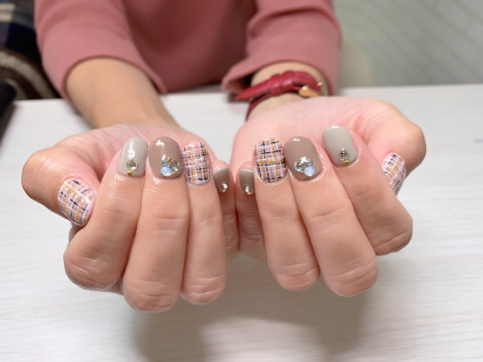 ツイードネイル 冬 広島市安芸区 自宅ネイル Nail Artist Eriの Private Nail Room