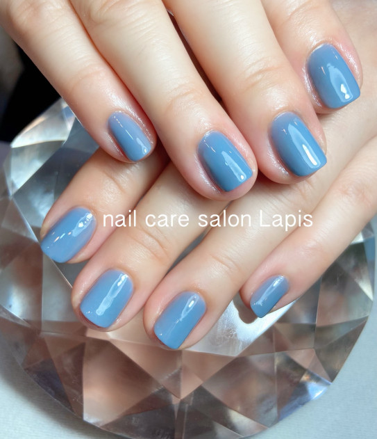 自爪育成ネイルケア うる艶 透け感グレー Nail Care Salon Lapis