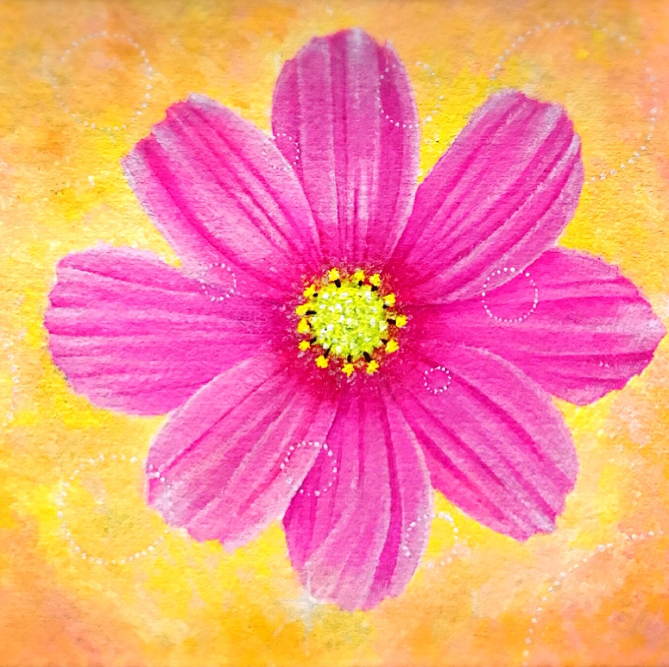 【真作】絵画　星野直子　水彩　向日葵　ガラスの中で咲く命　黄色と緑の調和　U6 真作】絵画星野直子水彩向日葵ガラスの中で咲く命黄色と緑の調和U6