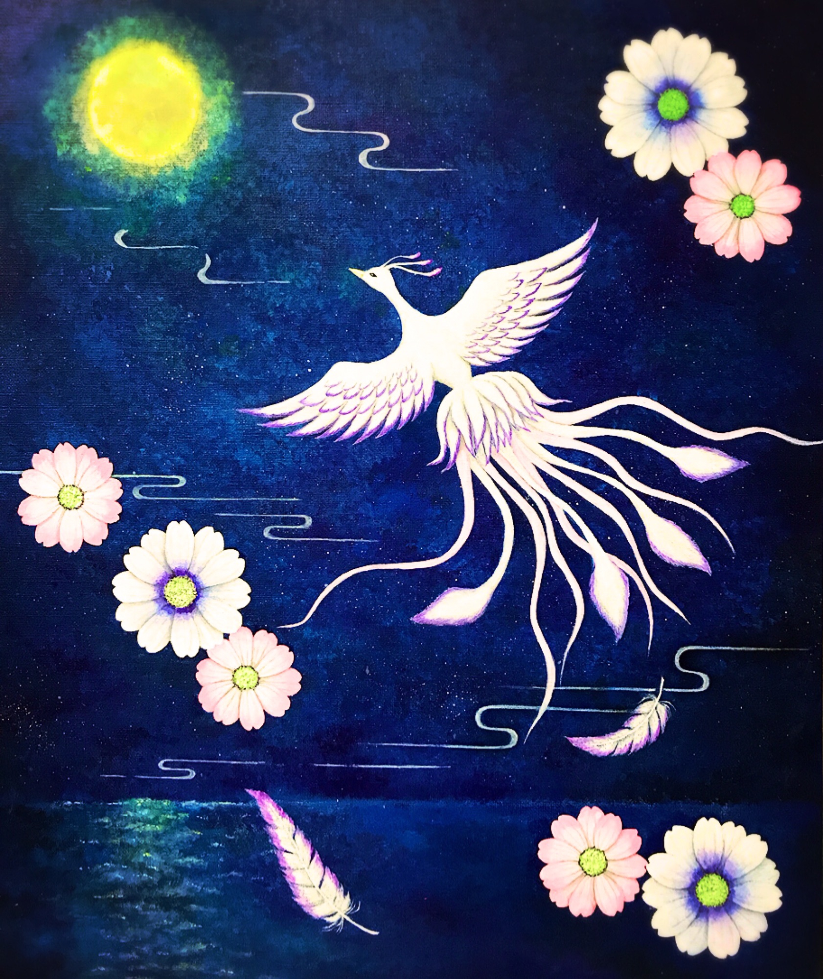 【真作】絵画　星野直子　水彩　向日葵　ガラスの中で咲く命　黄色と緑の調和　U6 真作】絵画 星野直子 水彩 向日葵 ガラスの中で咲く命 黄色と緑