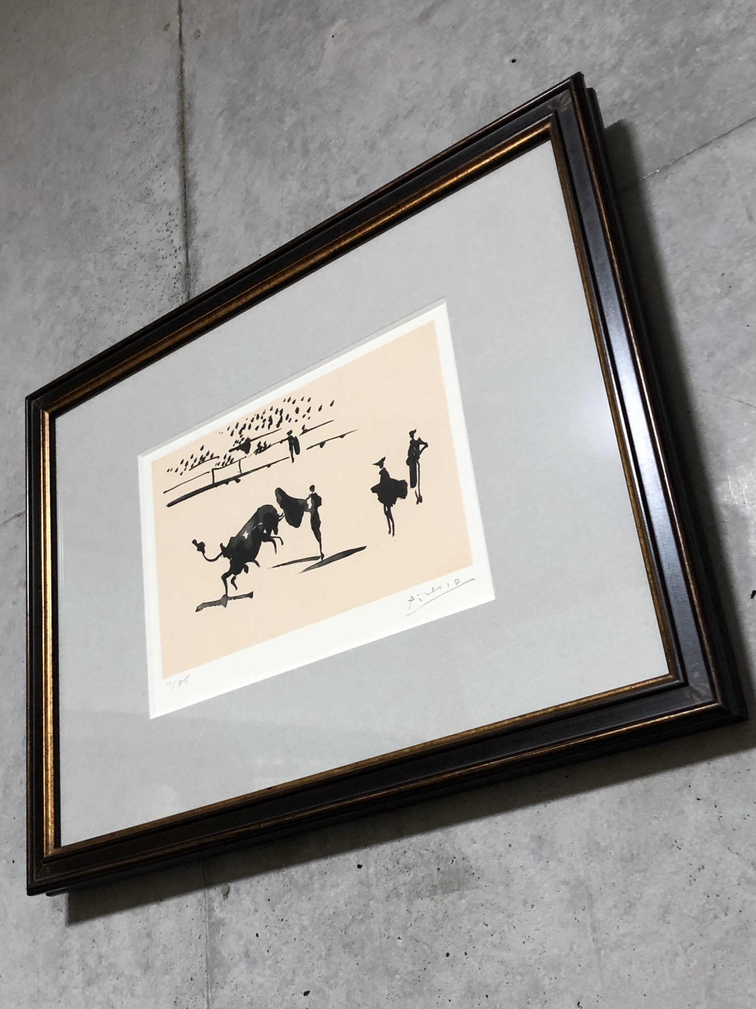 ピカソ　1961年　ヴィンテージ　リトグラフ　闘牛　額付　CoA付 ピカソ1961年ヴィンテージリトグラフ闘牛額付CoA付