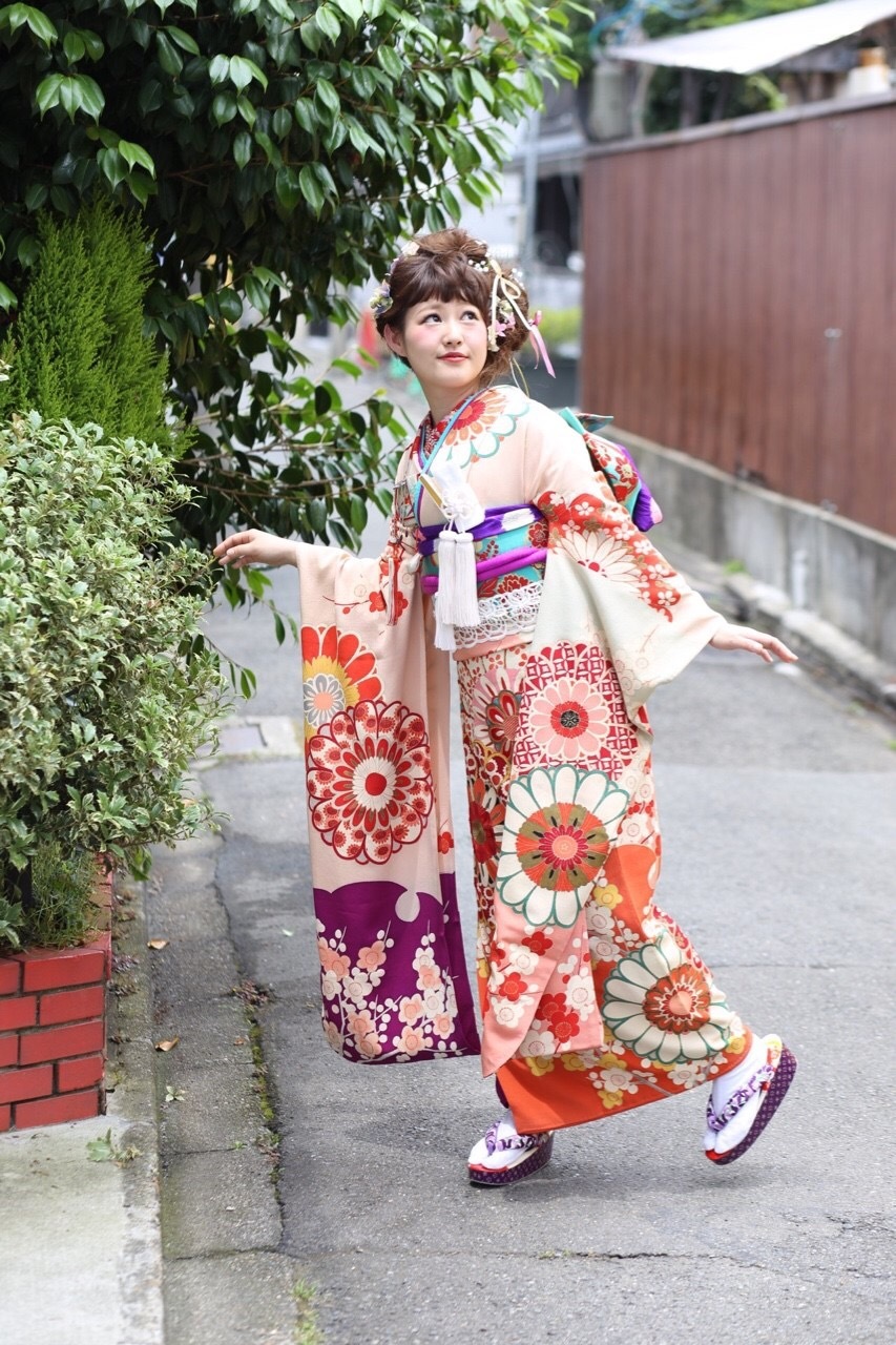 オンラインショップ kimono ピオニー柄レトロストライプ浴衣 tento