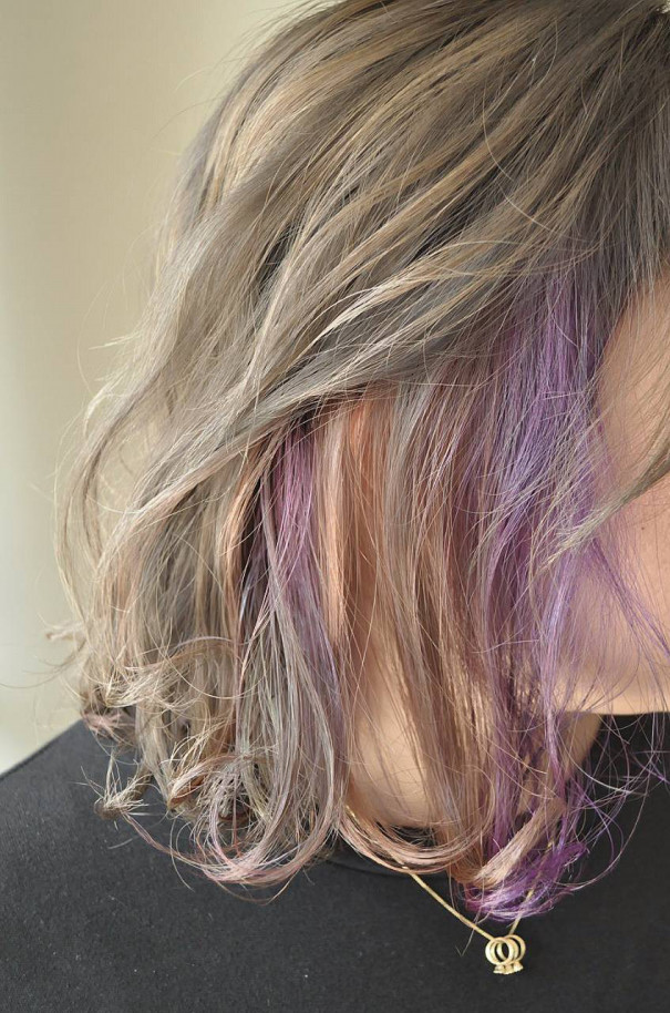 Wインナーカラー アッシュベース バイオレット サーモンピンク インナーカラー 沖縄 浦添 美容室 Hair Support Salon Embellir Wインナーカラー アッシュベース バイオレット サーモンピンク インナーカラー 沖縄 浦添 美容室 Hair Support Salon Embellir