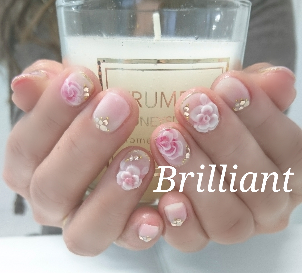 ばらアート ３dエンボス 春ネイル Brilliant Nail Salon