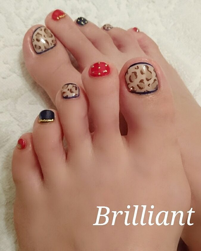 レオパード 秋フットネイル Brilliant Nail Salon レオパード 秋フットネイル Brilliant Nail Salon