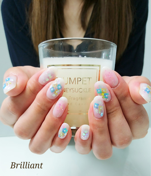 あじさいネイル ﾌﾞﾙｰ ﾊﾟｰﾌﾟﾙ ﾋﾟﾝｸ Brilliant Nail Salon