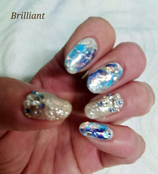 ダーク ライトブルー ﾎｲﾙﾈｲﾙ かっこいい Brilliant Nail Salon