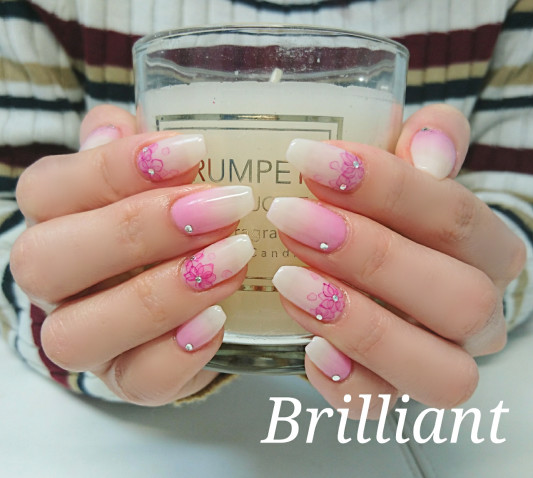 ピンクパープル逆グラデ 春ネイル Brilliant Nail Salon