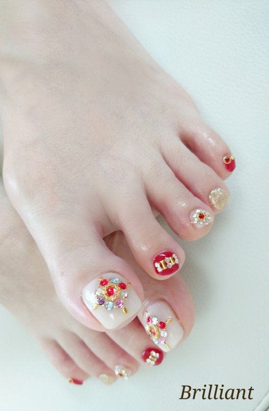 レッドビジュー フットネイル Brilliant Nail Salon