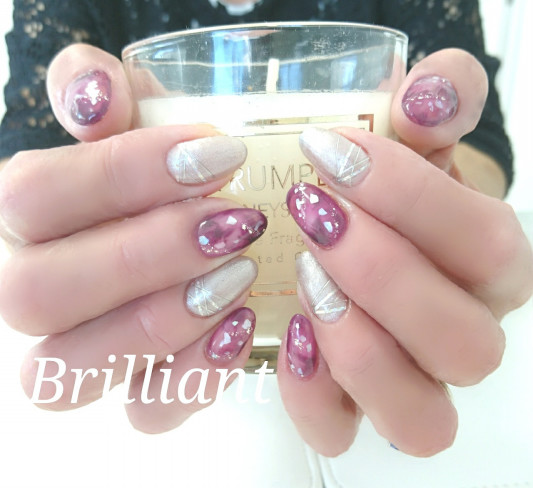 パープルべっ甲ネイル 秋ネイル Brilliant Nail Salon