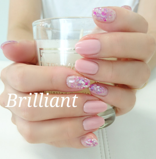 夏ネイル ピンク パープルシェル Brilliant Nail Salon