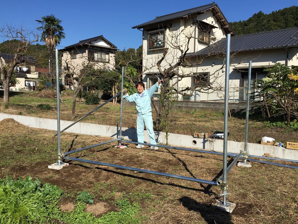 単官パイプ 単官タワー2階建て 小屋の骨組み 作業小屋 山小屋作り