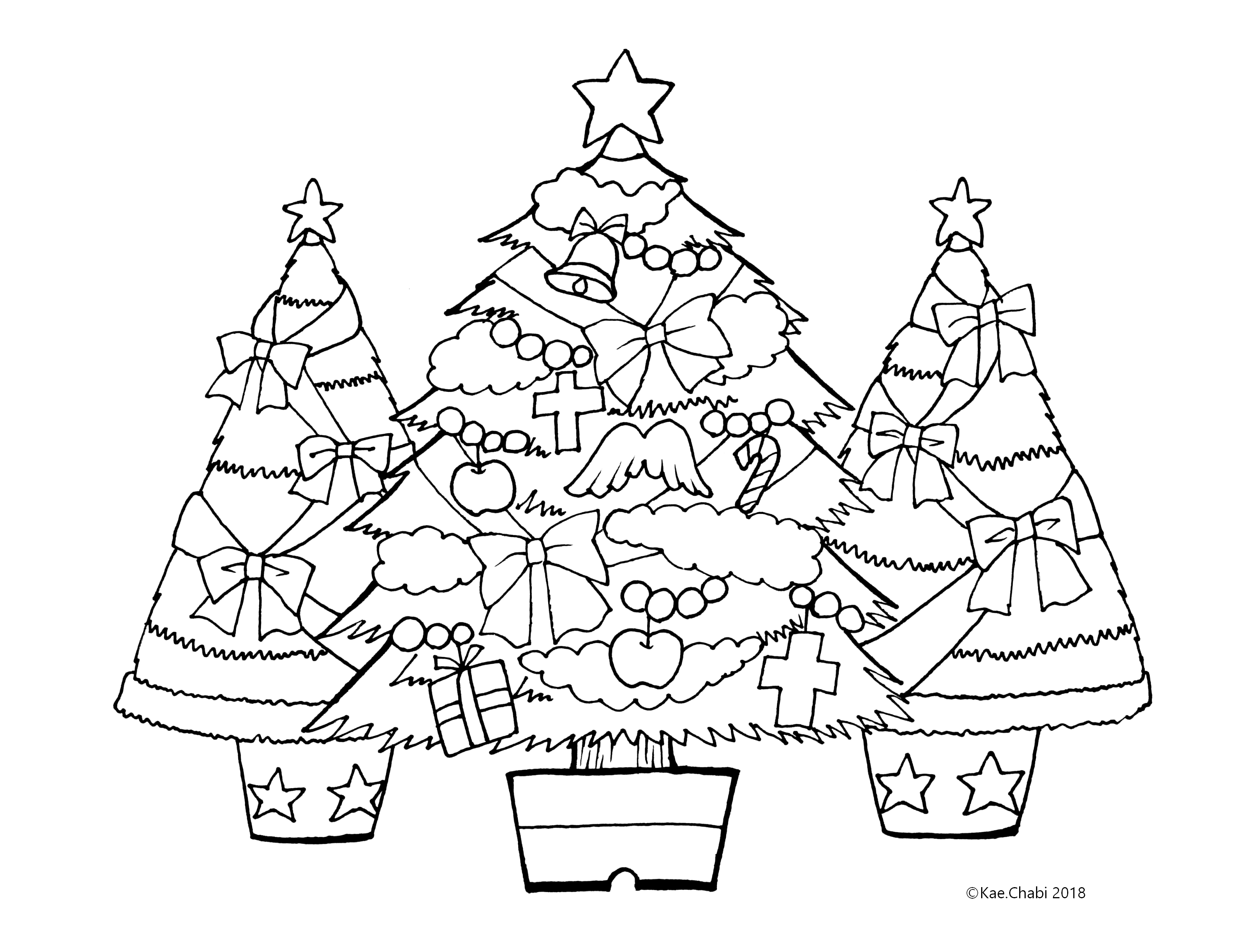 かんたんぬりえ 12月 クリスマスツリー Chabi S Coloring Calendar
