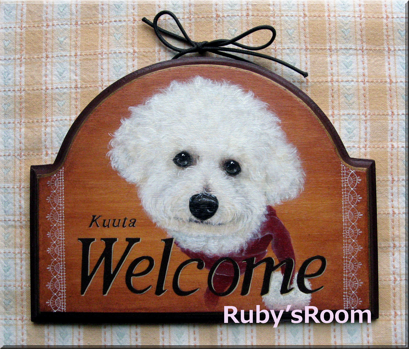 Welcomeボード（ウッド調レース柄） | ペイント工房 Ruby'sRoom