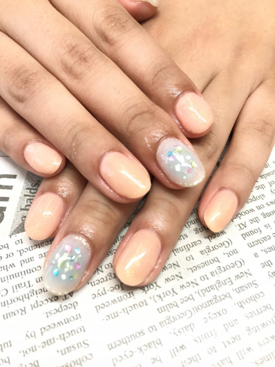 チークネイル ブルー 伊丹ネイルサロン Nail Gallery Avant アヴァン