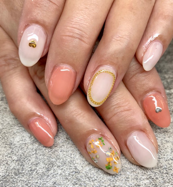 押し花 チェーンネイル 伊丹ネイルサロン Nail Gallery Avant