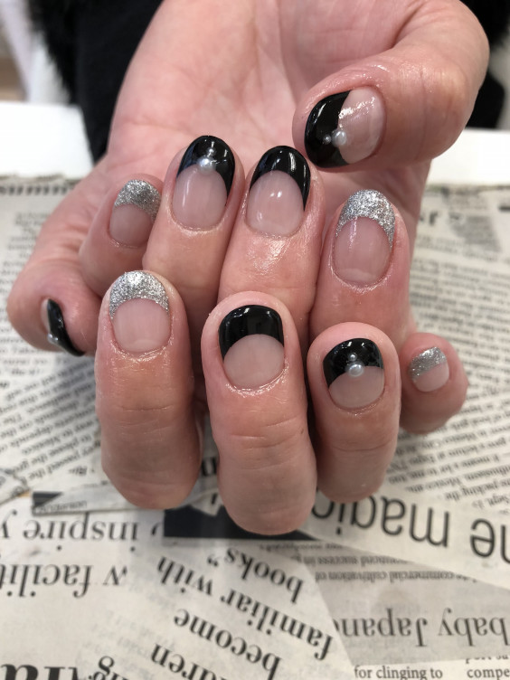 黒フレンチ 伊丹ネイルサロン Nail Gallery Avant アヴァン