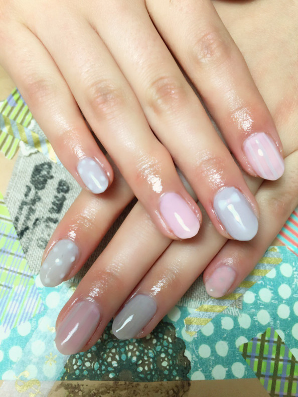 ドットとボーダーネイル Nail Salon Chouchou