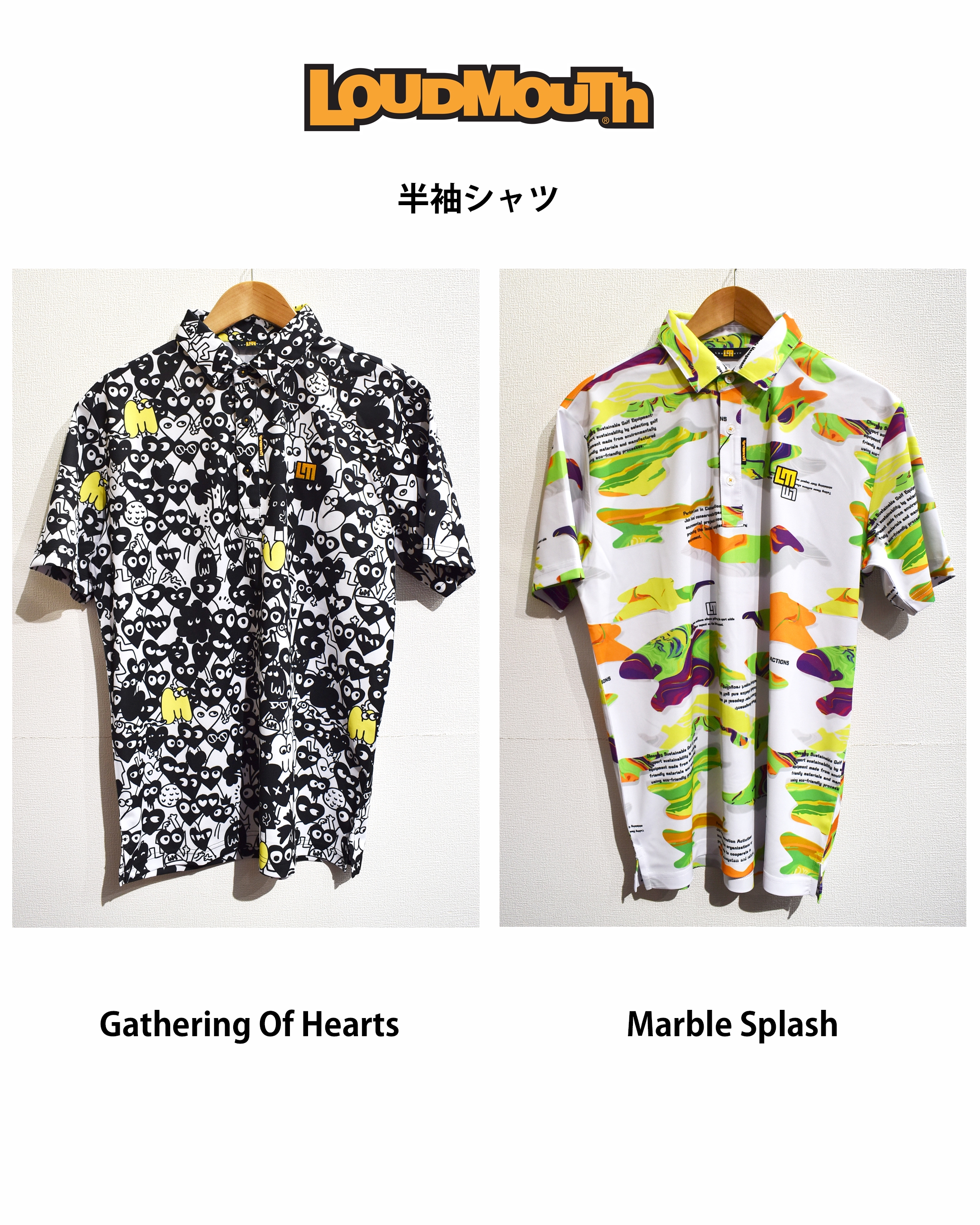 LOUDMOUTH 半袖ポロ　Ｌサイズ　新品未使用 メンズ 柄半袖ポロシャツ Pargyle Neon/パーガイルネオン