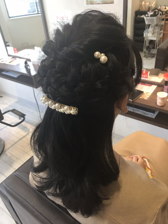 結婚式 ハーフアップヘアアレンジ 十三 美容室 ヘアサロン Sol A